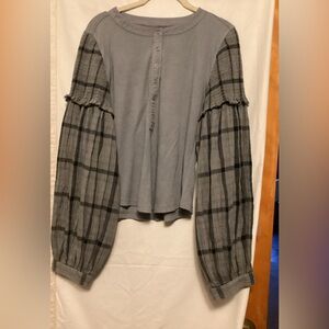 Pilcro Boho chic balloon sleeved cottage core  grunge blouse  SZ L
